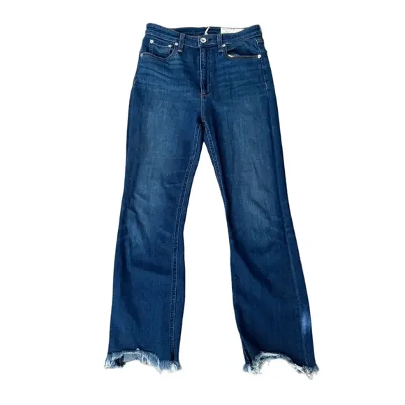 Rag & Bone Nina High Rise Ankle Flare Crossfield Jeans Distressed Hem - Picture 11 of 11